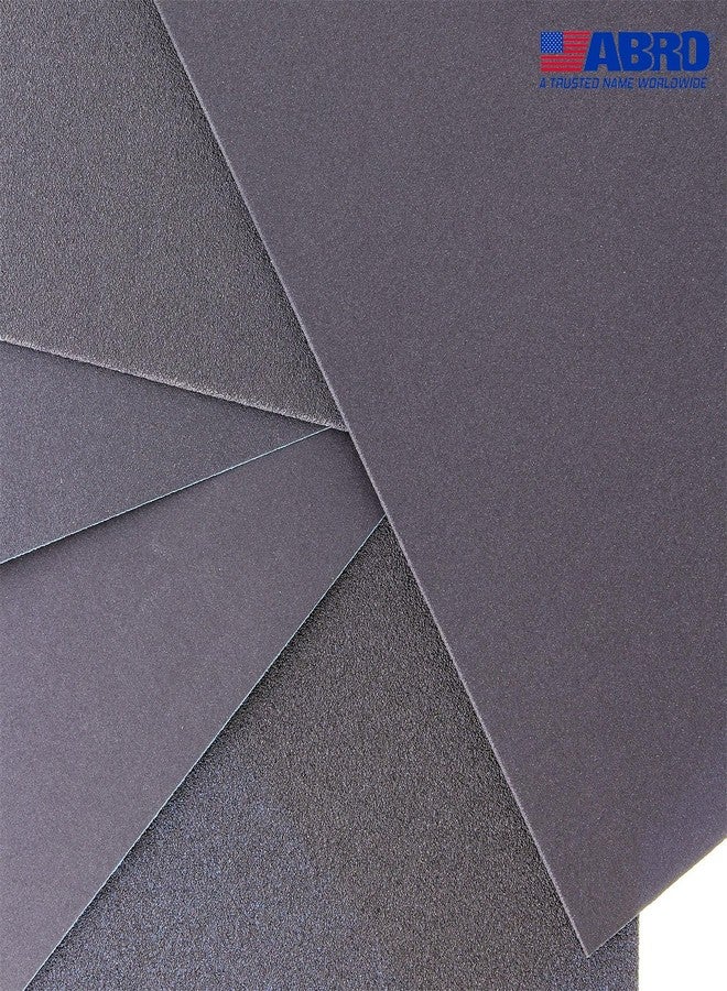 أبرو ورق صنفرة لاتكس ممتاز من ABRO، للاستخدام الرطب أو الجاف - أوراق صنفرة - مجموعة متنوعة من درجات الخشونة: 600، 800، 1000، 1200، 2000 (قطعتان من كل درجة، إجمالي 10 قطع) - مناسب لصنفرة السيارات، والنجارة، والأثاث، وتشطيب المعادن، وصنفرة يدوية - Image 2